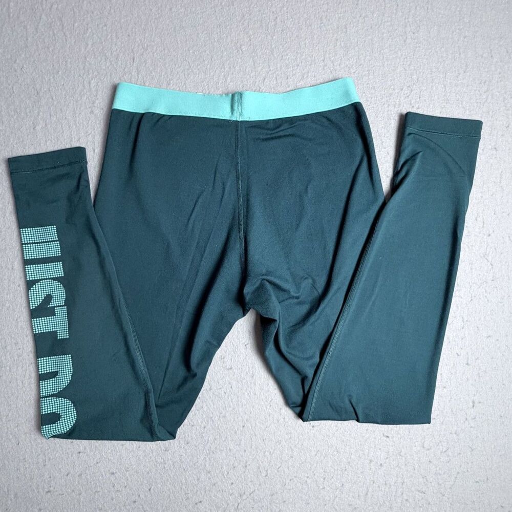 NIKE Pro Women's Large Leggings Teal Compression Workout Gym Yoga Dri-Fit